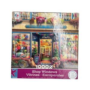 Ceaco Shop Windows 1000 Piece Jigsaw Puzzle w Poster *COMPLETE* Books Dog